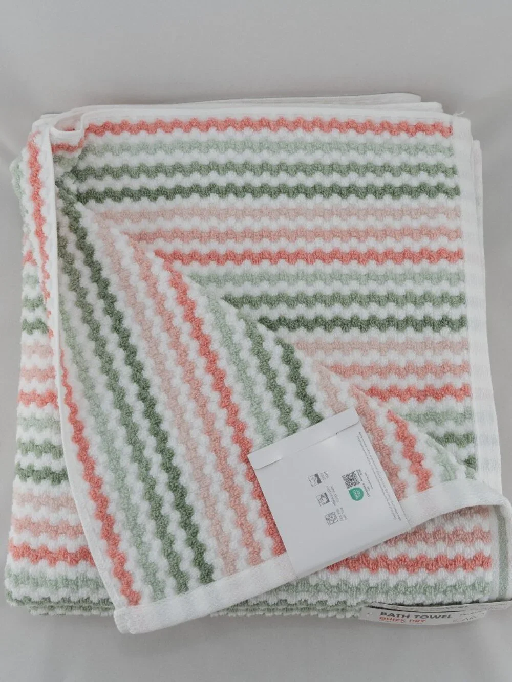 NWT 2Pc Caro Retro Boho Bath Towel Set Sage Green Blush Pink Quick Dry